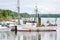 Fishing Boat in Harbour and Cloudy Sky