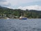 A fishing boat heads out from Gibsons BC on the Sunshine Coast