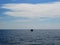 Fishing boat on the horizon of the sea