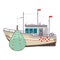 Fishing boat icon, industrial yacht or vessel