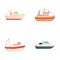 Fishing boat icons set cartoon . Various commercial fishing vessel