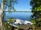 Fishing boat a lake Mien, Sweden