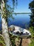 Fishing boat at lake Mien,Sweden