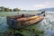 Fishing boat on the lake Orestiada in Kastoria