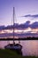 Fishing boat in Loire river at sunset