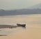 Fishing Boat on Mekong River at Sunrise Laos