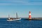 A fishing boat on the mole in Warnemuende, Germany