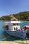 Fishing boat moored in the port of Sami Kefalonia Greece