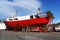 Fishing boat out of the sea for maintenance