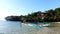 A fishing boat is preparing at Gesing Beach, Gunungkidul, Yogyakarta, Indonesia.