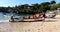 A fishing boat is preparing at Gesing Beach, Gunungkidul, Yogyakarta, Indonesia.