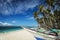 Fishing boat on puka beach tropical paradise boracay philippines