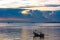 Fishing boat in sea on Koh Samui at amazing sunset