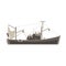 Fishing boat side view monochrome flat in gray color theme