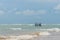 Fishing boat in a storm approaching