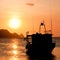 Fishing boat at sunset in Taganga, Colombia