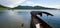 A fishing boat tied at the shore at Khun Dan dam, Nakohn Nayok T