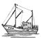 Fishing boat vector sketch hand-drawn illustration