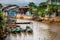 Fishing boats along the Inle canal river. Myanmar, Burma