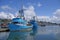 Fishing boats at anchor in marina in Yaquina Bay