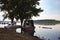 Fishing boats anchored on Danube river