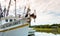 Fishing boats anchored on the intercoastal waterway on the South Carolina coast