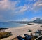 Fishing boats on the beach. Beach panorama