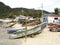 Fishing boats on the beach of Pereque in Guaruja in Sao Paulo