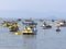 Fishing boats on the beach of Pereque in Guaruja in Sao Paulo