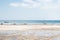 Fishing boats on the beach on tropical beach background. Sailboats at seaside. Low tide in lagoon. Exotic nature.