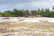 Fishing boats on the beach on tropical beach background. Sailboats at seaside. Low tide in lagoon. Exotic nature.