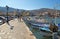 Fishing boats on embankment, Crete, Greece.