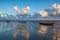 Fishing boats on the empty beach, Hjerting, Jutland, Denmark.