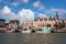 Fishing boats in the harbor of Trouville in Normandy France