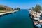 Fishing boats at Kournas lake in Georgioupoli, Chania, Crete, Greece.