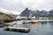 Fishing boats laying in the harbour of Hamnoy in Lofoten, Norway.