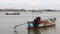 Fishing boats loaded with nets is moor on the Chao Phraya River, Thailand