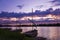 Fishing boats in Loire river at sunset