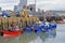 Fishing boats moored in a harbour in the south east Kent.