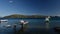 Fishing boats moored off coast, Kalamos, Island, Ionian Sea, Greece