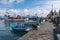Fishing boats moored at Procida Marina Grande port, Campania region, Italy