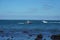 Fishing boats near Montauk Point in Long Island, New York