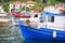 Fishing boats with nets in the traditional fisherman village