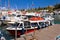 Fishing boats in the old harbor of Spetses island