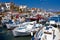 Fishing boats in the old harbor of Spetses island