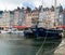 Fishing boats in the old part and Vieux Bassin district of Honfleur