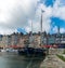 Fishing boats in the old part and Vieux Bassin district of Honfleur