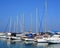 Fishing boats over Mediterranean sea at old Jaffo marina