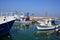 Fishing boats over Mediterranean sea at old Jaffo marina