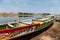Fishing boats resting on the riverbank of the river senegal